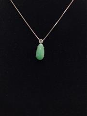 Synthetic Jade Stone Necklace 925 Silver 3.14g